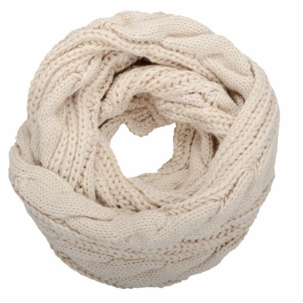 Womens Thick Ribbed Knit Winter Infinity Circle Loop Scarf，70cm