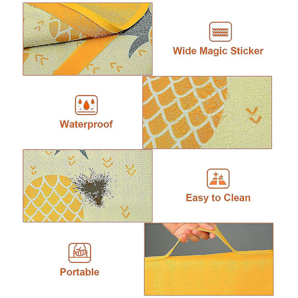 Foldbar piknikteppe - 150 x 200 cm vanntett strandmatte (ananas)