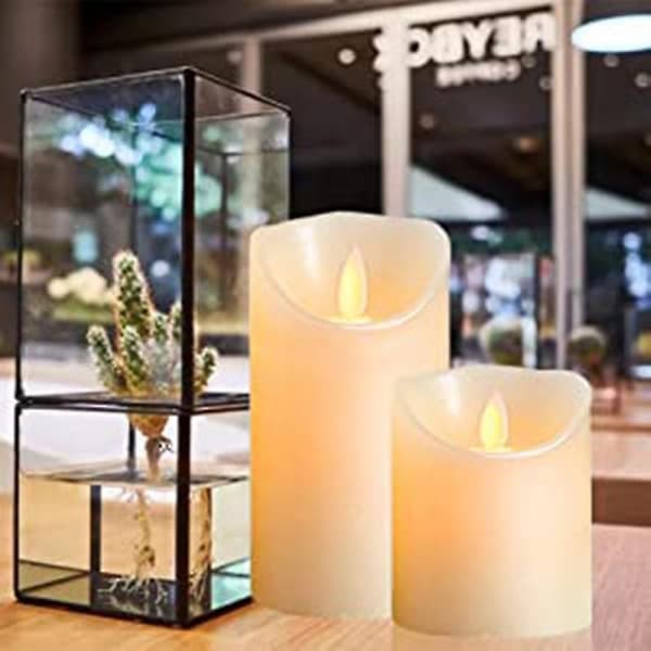 Ekte voks søylelys LED-lys flammefri stearinlyslys