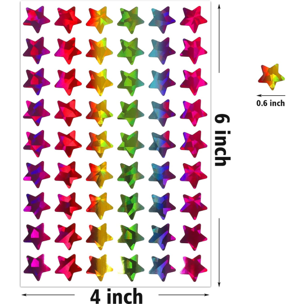 1620 Holographic Rainbow Small Star Stickers for Kids Belønning, Behavior Char