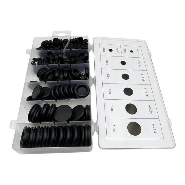 170 stk gummiplugger, gummimuffe med oppbevaringsboks