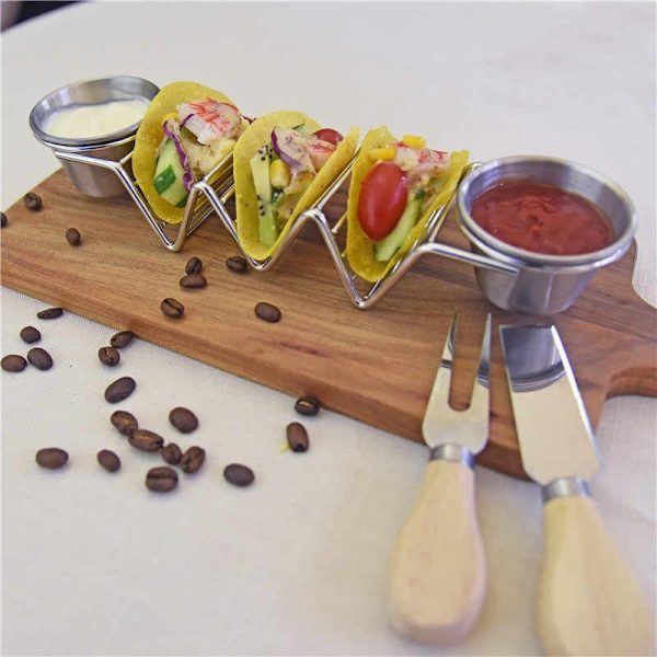 Opgrader Taco Shell Stand Up Holders - Premium rustfrit stål Taco bakke med
