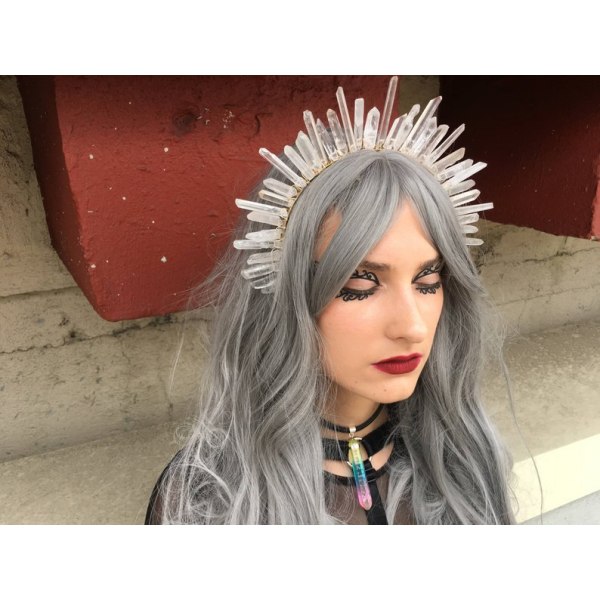 Krystall Hodebånd Rå Krystall Krone Tiara Rhinestone Hårbånd Bryllup Hodeplagg for Kvinner Jente