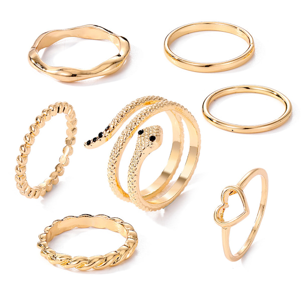 Ringsæt Guld Knuckle Rings Nemme Stablebare Ringe til Kvinder og Piger 7 Stykker