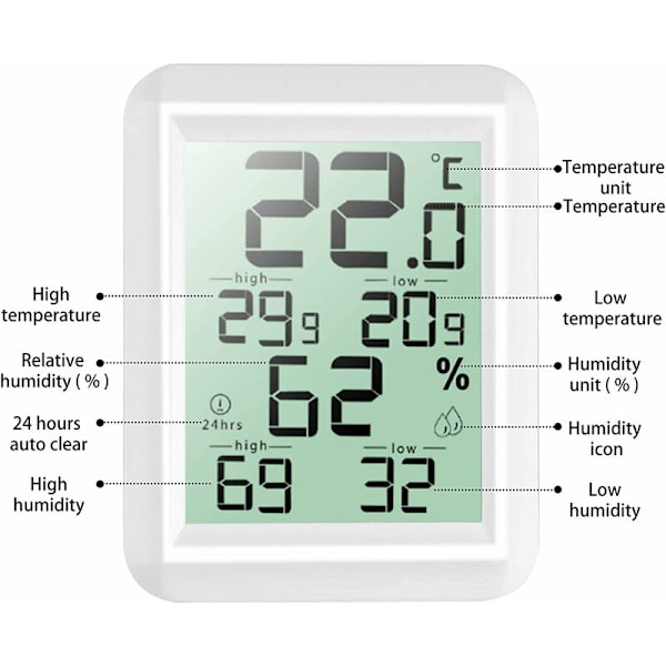 Hög precision digital inomhus hygrometer termometer, ℃/℉ omkopplingsbar, termo