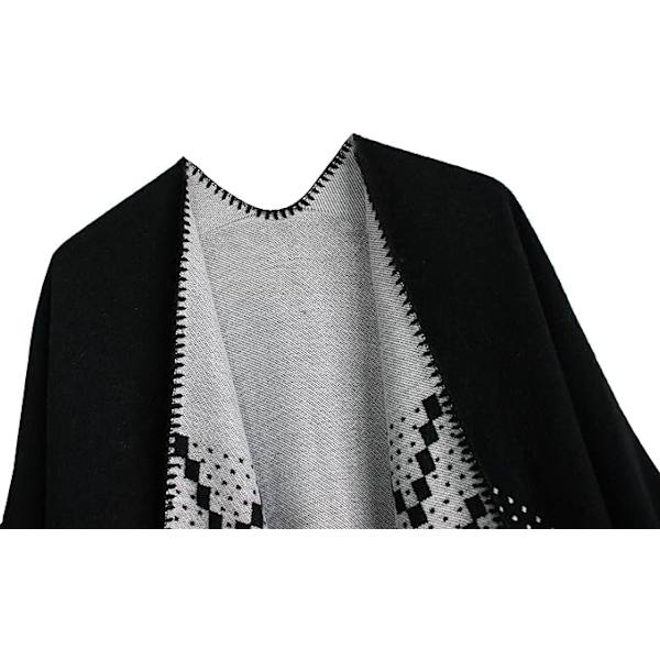 Kvinnors Färgblock Sjal Wrap Öppen Framsida Poncho Cape 130*150CM b
