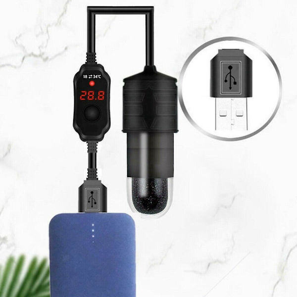 Mini akvariefisktankvarmer Usb-varmestav termostatvarmer nedsenkbar