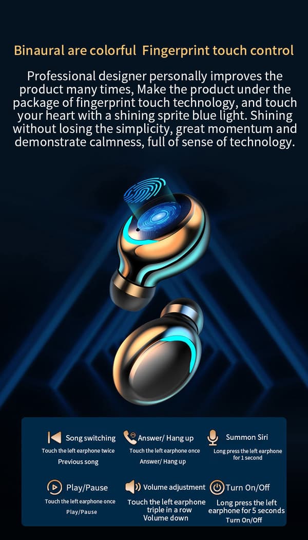 Trådløse hodetelefoner spill Bluetooth-hodetelefoner 5.0 ørepropper True Headset Dee