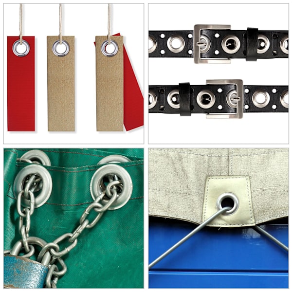 Grommet Eyelet Kit, 12 mm Eyelet Kit Metallverktøy Grommet Sett 100 Set Grommet Kit Eyelets for Presenninger