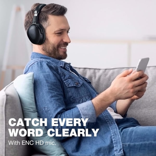 Active Noise Cancelling Hovedtelefoner Overhead Bluetooth med indbygget mikrofon Hea