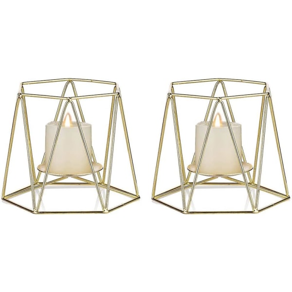 Guld metal søjle lysestager, geometriske elegante fyrfadsstager, Chris