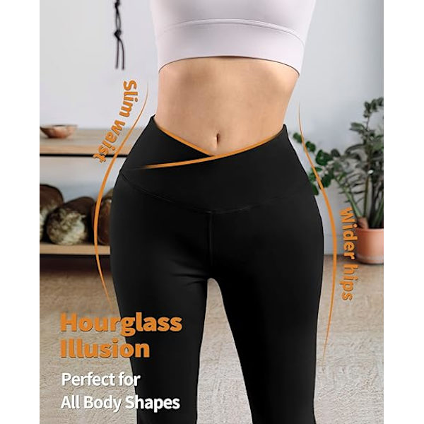 Flare Leggings för kvinnor V Crossover Hög midja Casual Bootcut Yoga byxor