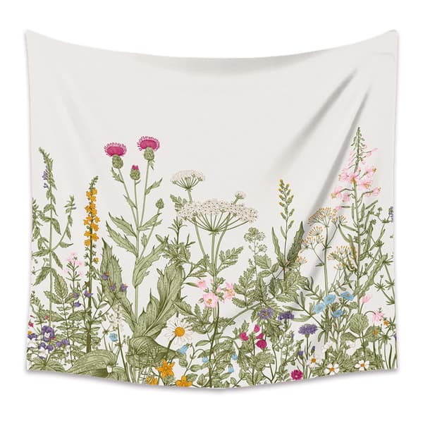Färgglad blommig gobeläng Vilda blommor gobeläng för sovrum Botanisk vägg Ha