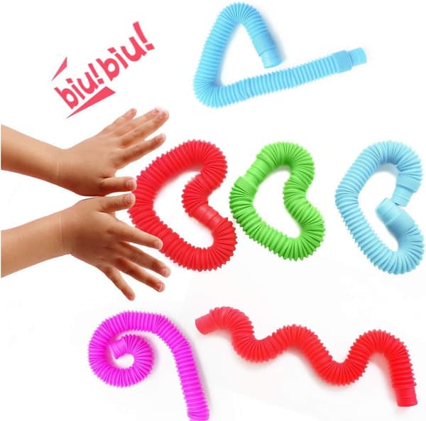 Pop Tubes Sensoriske Legetøj, Fidget Legetøj til Børn og Voksne,  Multi-Farvede Rør