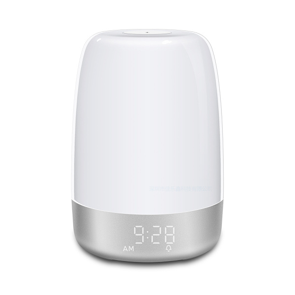 Touch Wake Up Nattlampa med Soluppgångssimulering Väckarklocka, 3 Sätt Dimbar Varm Vit Sänglampa för Barn Sovrum RGB Ambient Bordsnattlampa, Sömnhjälp Snooze Timer Läge