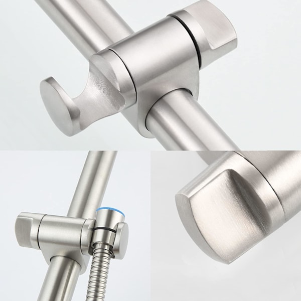Dusjhodeholder, Justerbar Høyde Dusjhodeholder, 360° Svingbar Universal Dusjbrakett Solid Børstet 304 Rustfritt Stål Erstatning for Φ25m