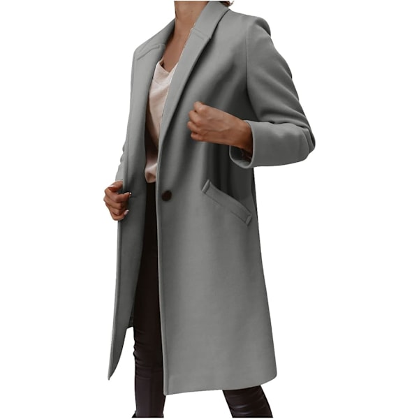 Grå Trenchcoat for kvinner Jakke Vinter Hette Oversized Elegant