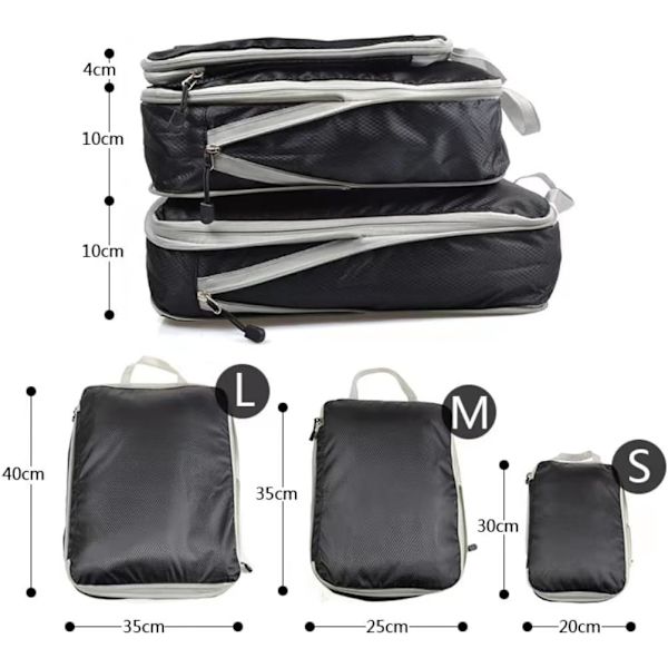 1 Set Suurikapasiteettiset Matkatavaroiden Säilytyspussit Vedenpitävät Puristuvat Nylon