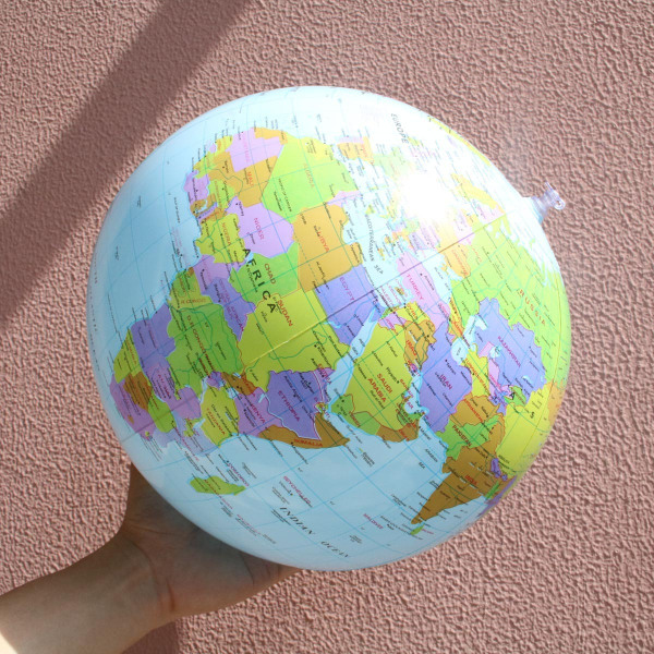 2-pack 16 tums uppblåsbar jordklot Beach Ball Globe för festväskor, PVC-matta
