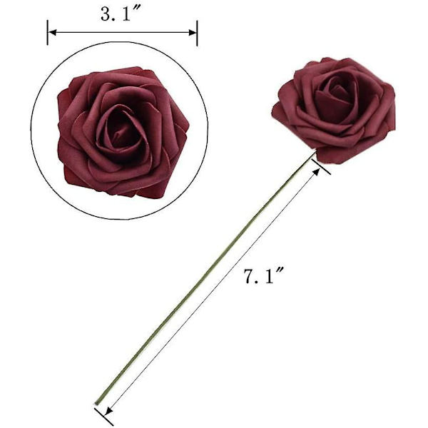 25 st konstgjorda rosor blommor verklighetstrogna falska rosor konstgjorda skum Claret