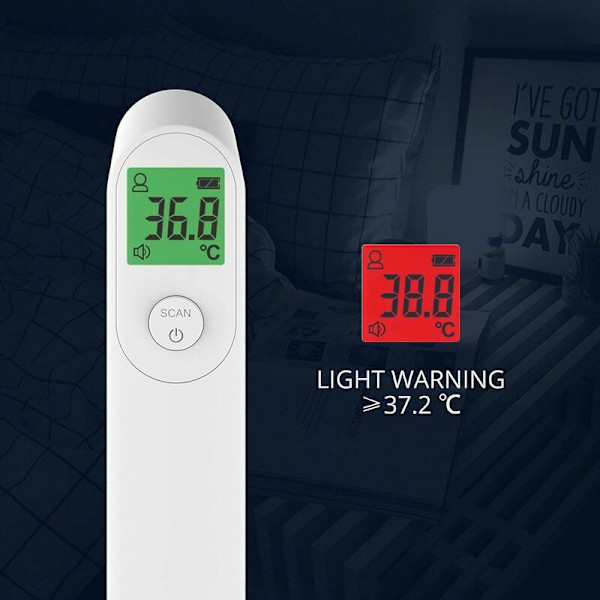 Infrarød pandetermometer, berøringsfri medicinsk termometer, digitalt termometer med LED-display, feberalarm og hukommelsesfunktion til barn, baby, voksen