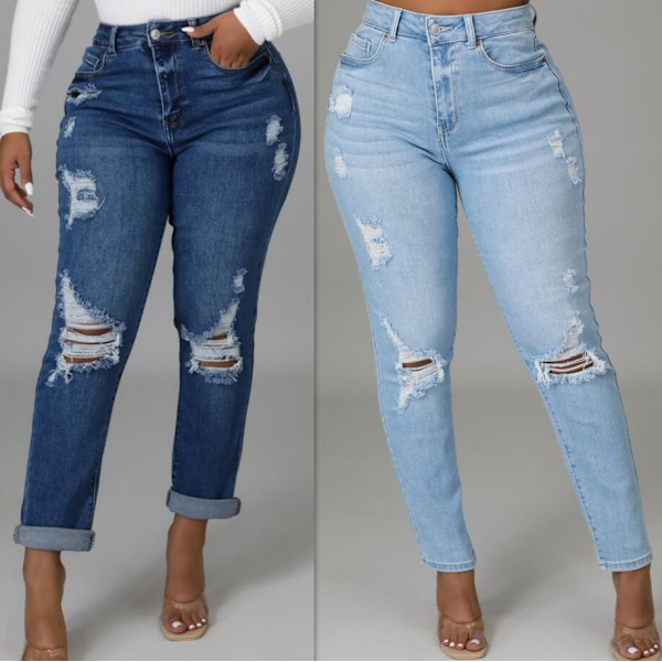 Damripped jeans söta slitna jeans stretch skinny jeans med hål