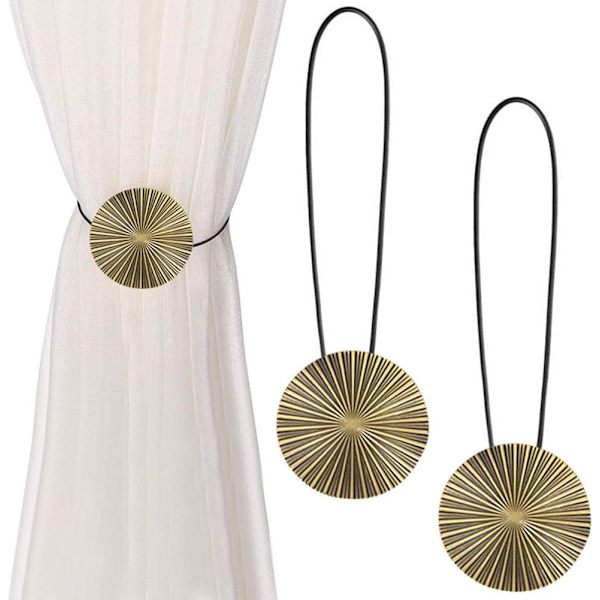Magneettiset verhotangot, 2 kpl magneettiset verhotangot, magneettiset verhotangot, magneettiset verhotangot, pronssi, sopii kodin toimistohotelliin sisäverhojen koristeluun