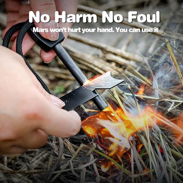 Tulikivi Flint Magnesium Fire Starter -sytytinsetti puukahvalla, perinteinen piikiven selviytymisretkeily 2 kpl