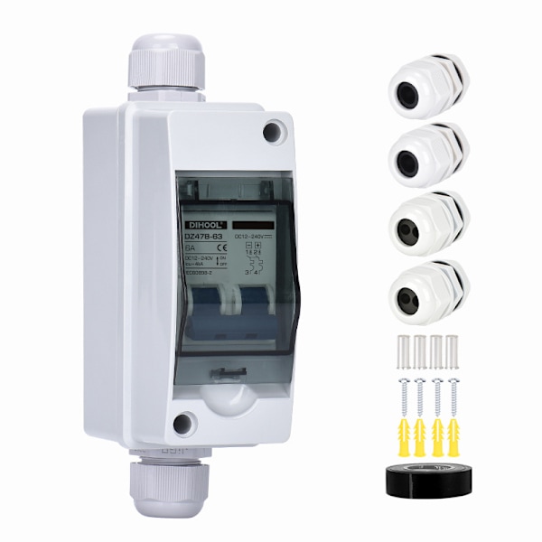 DC 40A Avbrottsbrytare Transparent Skyddande Kåpa Miniatyrkretsbrytare med IP65 Distributionsbox 1000V