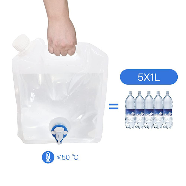 Sammenklappelig nødvandbeholder vandbeholderpose, frysbar, BPA-fri plast