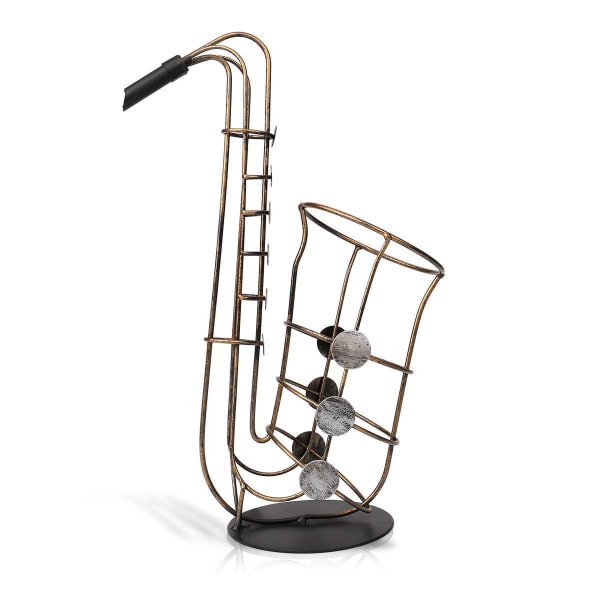 Metall Saxofon Vinställ järnhållare Vinflaskställ Skulpturdekoration