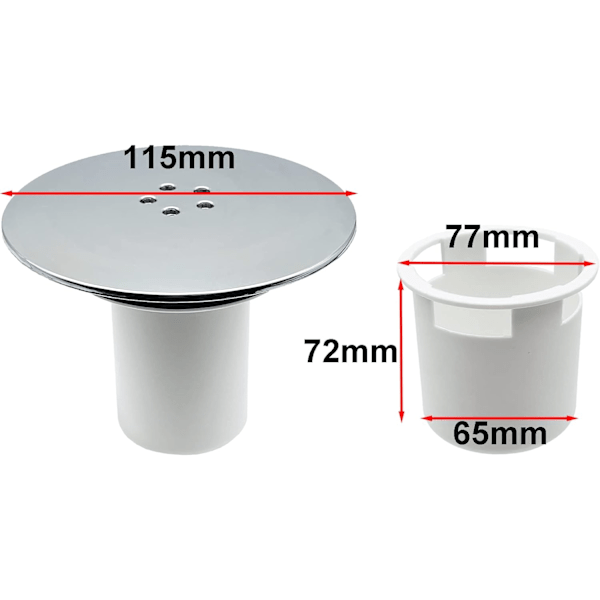 90mm/115mm Suihkukaivon Kansi, Suihkukaivon Kansi Vaihto, Universaali Viemärikansi, Tulppa Kromattu Suihkukaivo, Nopea Virtaus