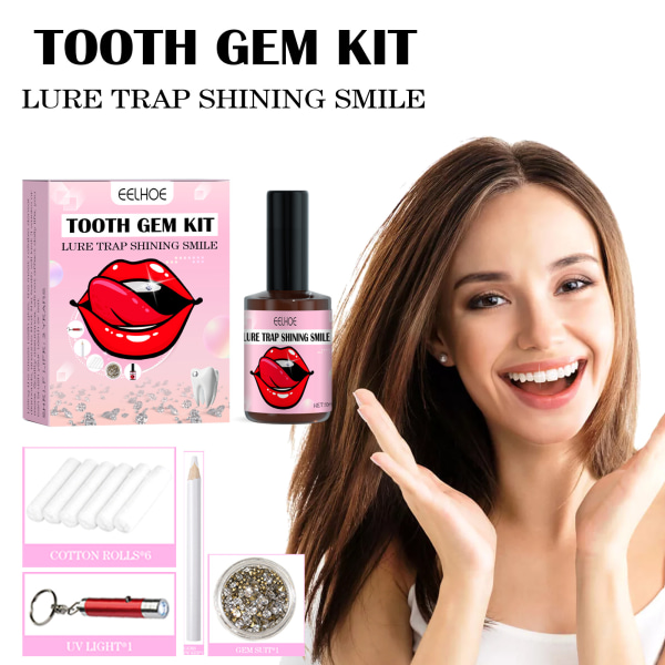 Tooth Gem Kit, DIY Tooth Gem Kit med härdande ljus och lim, Tand Gems för