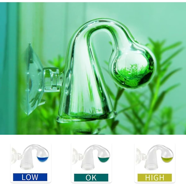 Akvarium CO2-monitor, 4 st fiskakvarietest med sugkopp, återanvändbar, effektiv monitor för akvarium, vattentank, CO2-koncentrationsmätning