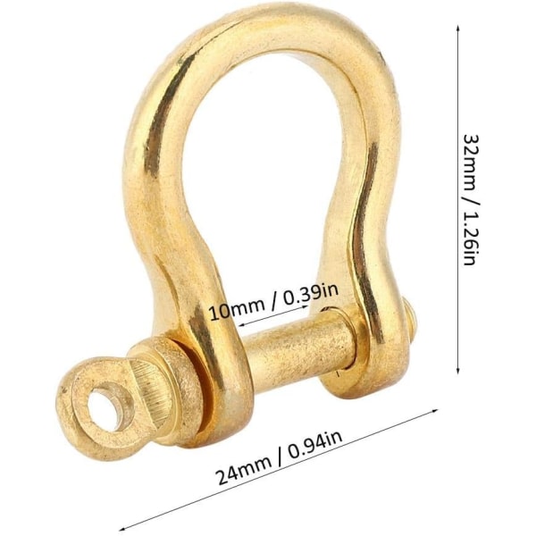 2 stk. spænde justerbar clips bangle, 10mm bøjle D-armbånd ren messing skrue
