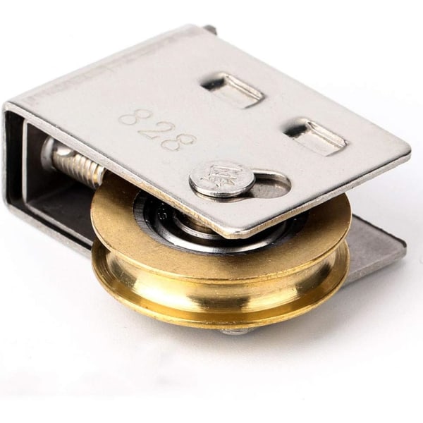 4 stk. dørhjul i aluminiumlegering, kobber skydedør med karmvindue, radius 14 mm
