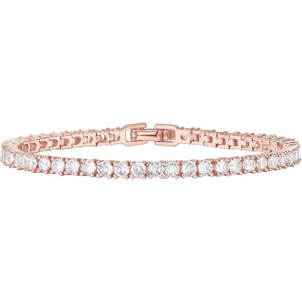 18K Hvidguldbelagt 4mm Kubisk Zirkonia Klassisk Tennisarmbånd