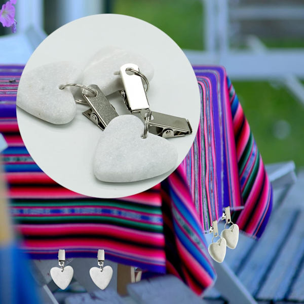 10-pak Borddugsvægte med clips, kompatible indendørs og udendørs, hjemmekøkken, bryllupsfest, picnic, hvid marmor (hjerteform)
