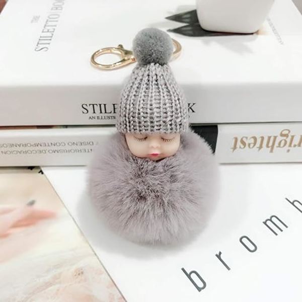1 st söt nyckelring sovande fluffiga bebisar sovande babydocka nyckelring mini