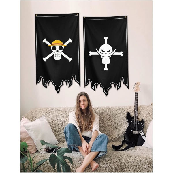 4-delt banner Anime-flagg Luffy Pirate Legion Banner veggdekorasjon gutter soverom