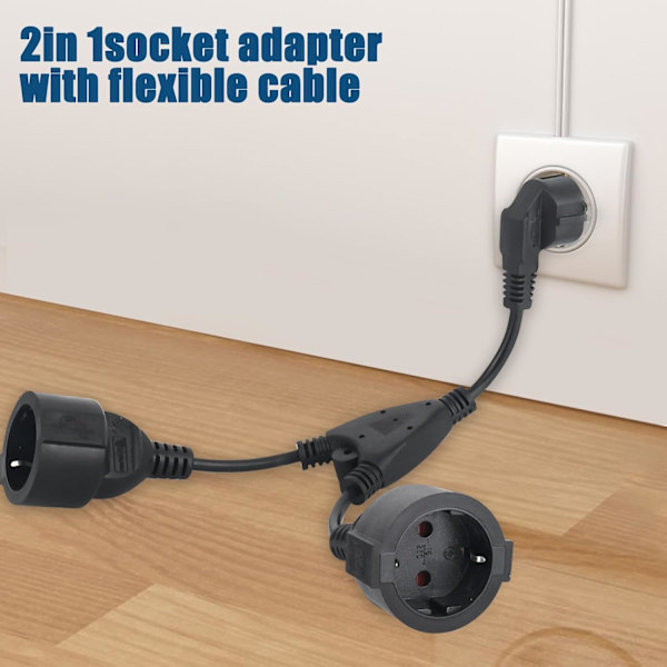 IP44 Kaksoispistorasia-sovitin - 2-in-1 Lyhyt jatkojohto kotiin
