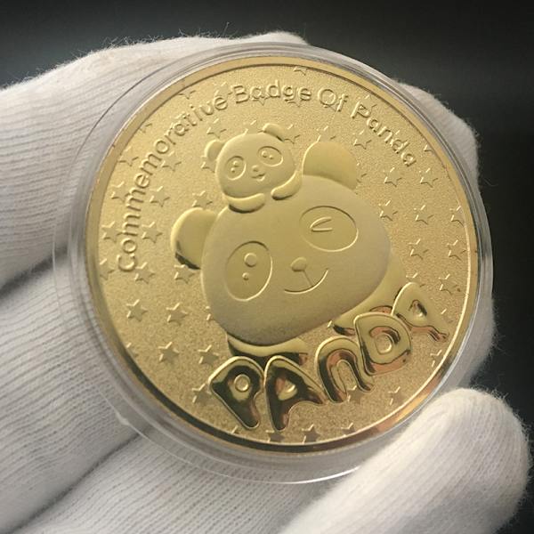 Panda Guldpläterad Minnesmyntsamling Guldmynt Djurreliefmedalj