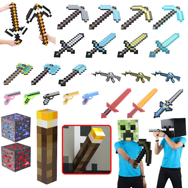 Minecraft-kringutrustning leksaker, spel, liten grå hacka 30cm
