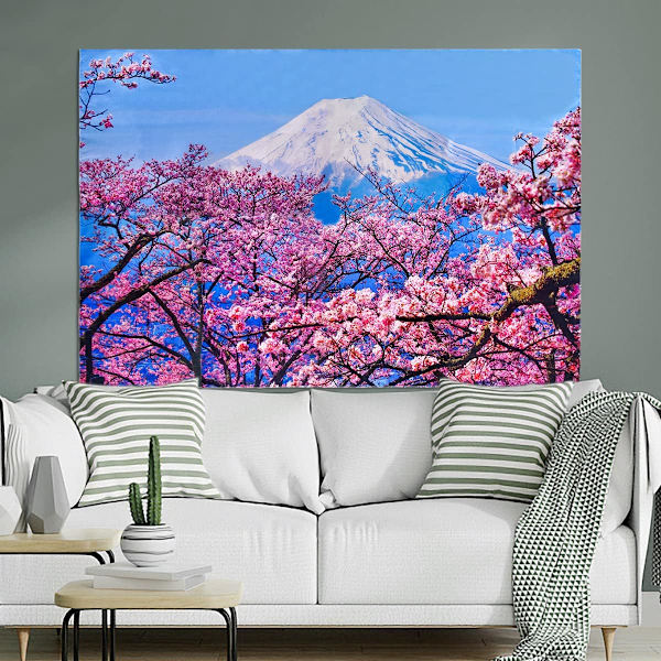 Mount Fuji körsbärsblommor gobeläng väggbonad, 150x100cm