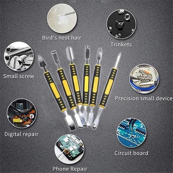 Metal K撬棒 6 件套，电子维修工具包，迷你多功能家用电器拆卸工具，开撬工具维修工具包