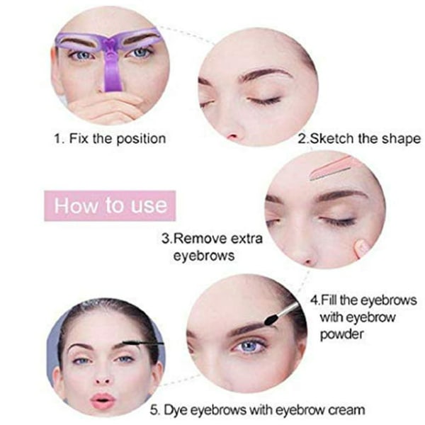Ögonbrynsstencil Retuschering Styling Stencil Makeup Tool Kit, 8 Styles