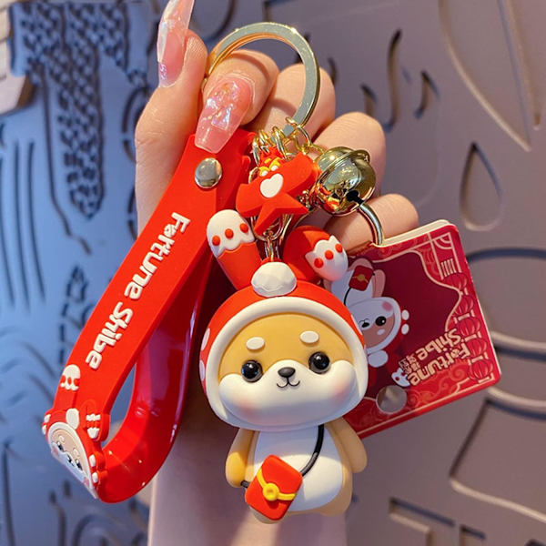 Charms Nyckelring, Söt Lycklig Shiba Inu Nyckelring Dekoration, Delikat Handväska