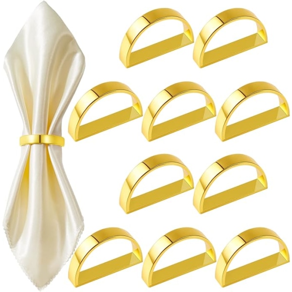 Servietringe i rustfrit stål, servietringholdere, moderne ringholdere, servietspænder, metallisk pynt (blank guld halvcirkel, 13 stk) 4,8*3,4*1cm