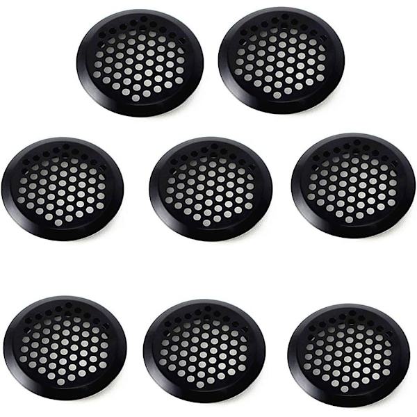 8 kpl pyöreitä ruostumattomasta teräksestä valmistettuja ilmanvaihtoaukkojen ritilöitä keittiökalusteille Ruostumattomasta teräksestä valmistettu ilmanvaihtoaukko (35 mm musta)