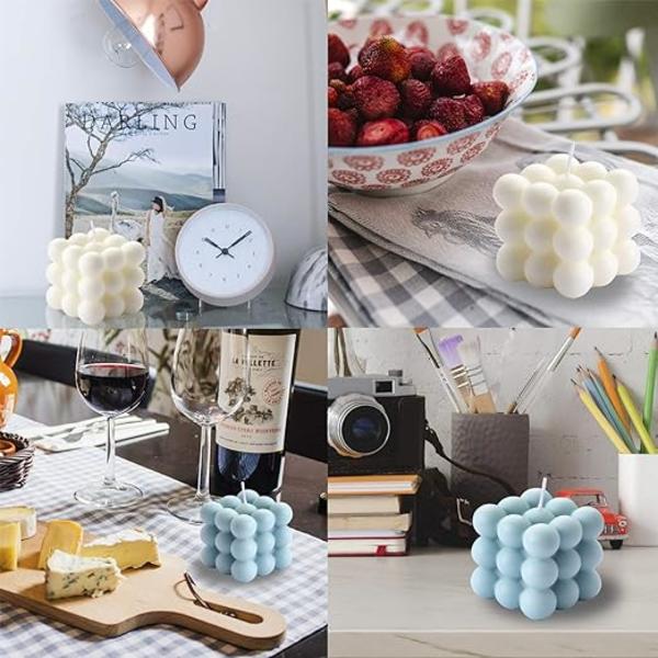 Bubbel Ljus - Kub Sojavax Ljus, Heminredning Ljus, Doftande
